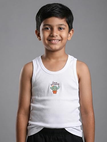 Image of KiddoPanti Boys 100% Cotton Vest Pack of 3 | Cotton 1x1 Rib Knit Sleeveless Innerwear | Soft & Breathable Kids Vest