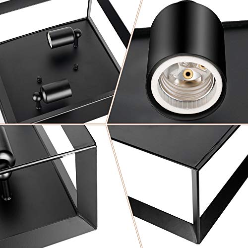 Tobusa 2-Light Flush Mount Ceiling Light Fixture, Industrial Black Metal Ceiling Light, Farmhouse Vintage Close To Ceiling Lights For Kitchen Bedroom Foyer Hallway Stairway Entryway, E26 Base #TOP3
