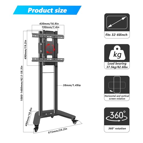 Soporte móvil ajustable para TV de 32-60 pulgadas miniatura 2