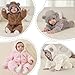 AiWMGL Newborn Baby Bear Outfit Suit With Fold-Over Mittens and Footies 9-12 Months Girls Boys Winter Fleece Clothes Suit Hooded Jumpsuit Romper Snowsuit