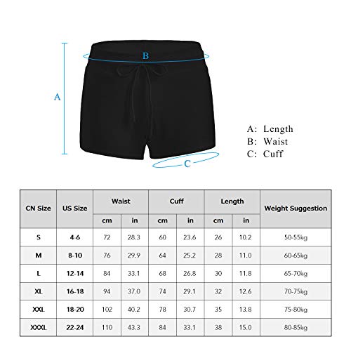 Ajcoflt Calções de banho com cordão ajustável para mulheres, com forro curto, calções de banho para
