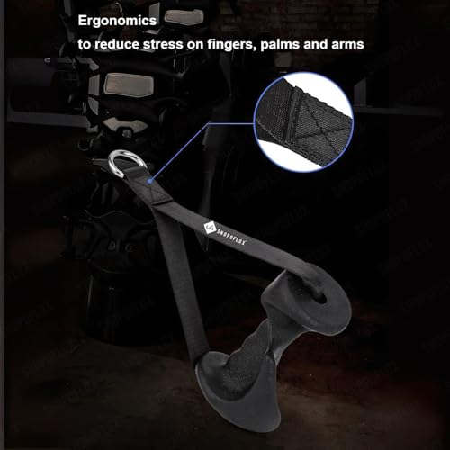 Image of SHOPOFLUX- Ergonomic D Handle Grips - Cable Machine Attachment for T-Bar Row, Tricep, Pull Exercise - Strength Training Handles for Home & Commercial Gym (Set of 2) (Black TPE)