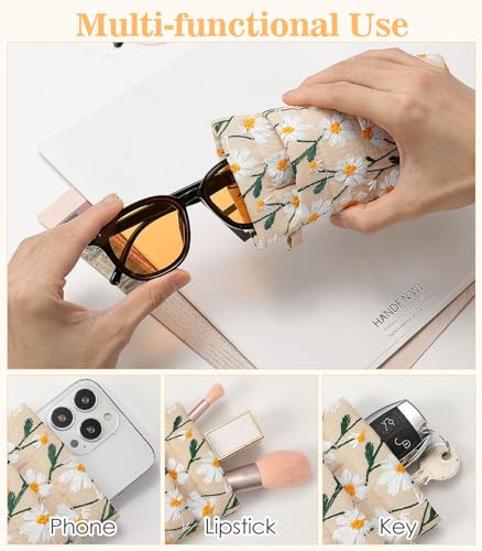 Image of MoKo Squeeze Top Glasses Pouch, Portable Leather Soft Sunglasses Case Anti-Scratch Eyeglasses Bag Goggles Sleeve