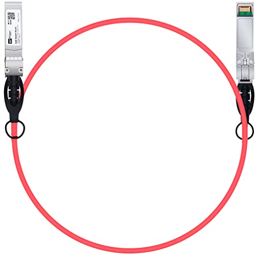 Image of H!Fiber Red SFP+ Cable, 10G SFP+ DAC, 1M(3.3ft), Passive Direct Attach Copper Twinax Cable for Cisc SFP-H10GB-CU1M, Ubiquiti UniFi UC-DAC-SFP+, Meraki, Mikrotik, Intel, Fortinet, Netgear