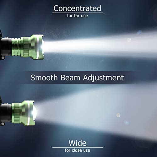 Outdoor Pro Gear Led Headlamp Flashlight [3-Aa Batteries Included] Super Bright Zoomable Spotlight Head Lamp For Caving Hunting Hiking Camping. For Men And Women. Emergency Supplies (Green) #TOP2