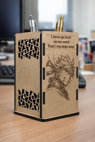 Image of Naruto Wooden Pen Stand | Anime Pencil Holder for Study Table | Naruto Anime Desk Accessories