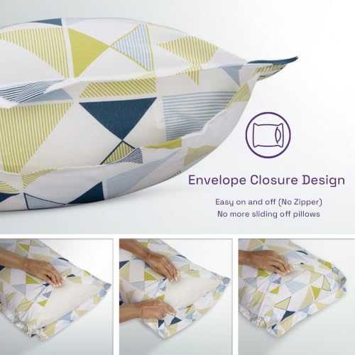 Image of Wakefit 100% Cotton Pillow Cover Set of 2 | 200 TC Soft & Breathable Pillow Cases | King Size 19 x 36 Inch | Skin Friendly, Durable & Gentle Machine Washable | Maze