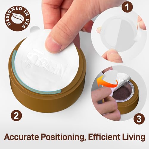 Image of Nessus Reusable Vertuo Capsule Kit, [ALSeal EZ FIT] for Refillable Pods with 100 Pcs Aluminum Foil Seal Lids, Holder, Brush, for Refilling Vertuo Pods Reusable Vertuoline Pod(Orange)