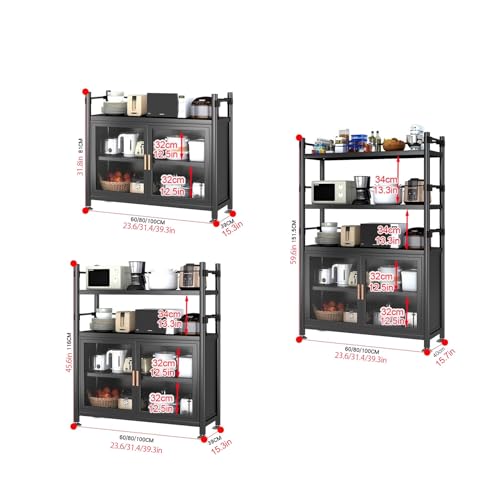 Buffet meuble de rangement étagère micro-ondes et armoire multi-rangements - 8