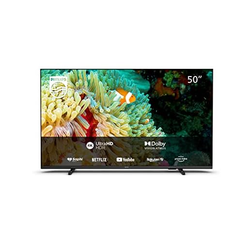 PHILIPS 50PUS7607/12, Smart TV LED UHD 4K 50 Pollici, High Dynamic Range (HDR), Dolby Atmos, Dolby Vision, Immagini E Audio Cinematografici, Design Sottile, 60Hz, TV SAPHI