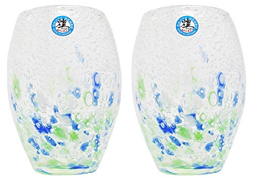 Kirakobo Sparkling Glass azul y verde pack 2