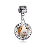 Inspired Silver - I Love Guinea Pigs Memory Charm for Women - Silver Circle Charm for Bracelet with...