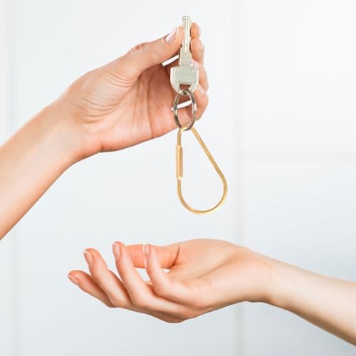 Image of BOXOB 3pcs Brass Screw Lock Keychain, Heavy Duty Car Key Organizer Gold Carabiner Keychain Clip Simple Style Brass Key Rings Holder for Men Women Keys Handbags Purse Bag Charms