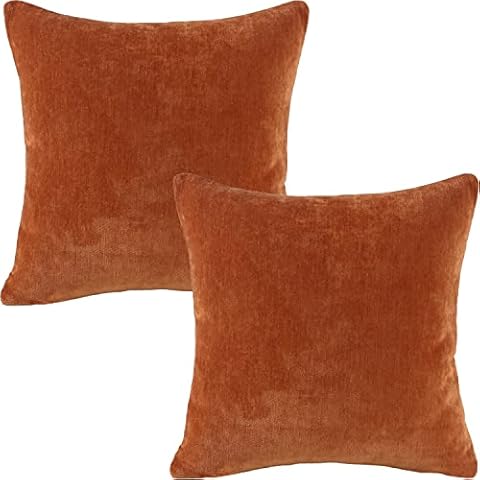 GONOVE Chenille Cushion Covers Pack of 2 Solid Soft Decorative Throw Pillow Covers 45x45cm Square Cushion Cases Shells Pillowcase for Home Sofa Couch Bed Chair Decor Cover