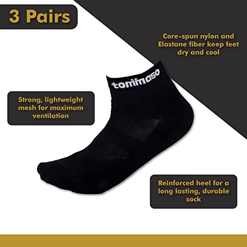 Tommaso Classic breathable Cycling Socks Men, Women - Breathable, Quarter, Ankle Compression, Anti Blister, High Socks, Bike Socks Support for Running Socks & Biking - Low Cut Socks Black Small 35-382