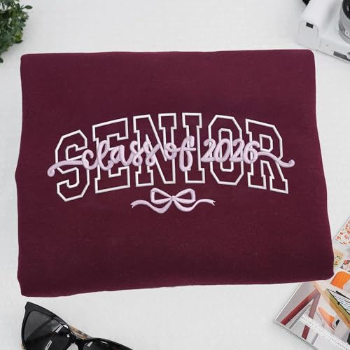 Personalized Senior Class 2026 Embroidered Sweatshirt, Custom Graduation Hoodie, Name Embroidery, Unisex School Shirt for Her or Him, Gift for Students, Senior Night, Birthday or Graduation Gift4