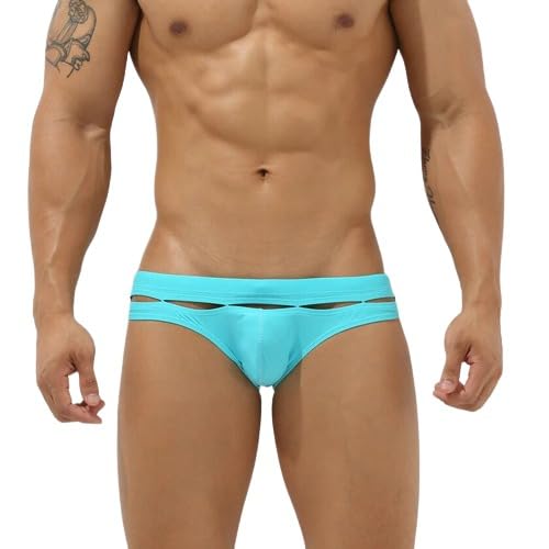 Menswear Self Cutout Design Stylish Sexy Stretchable Nylon Spandex Swimwear Frenchie Briefs-image-11
