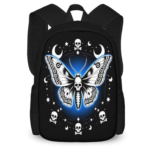 Comfortable Goth Moth Dead Skull Moon Backpack for Outdoor Accessories, Backpacks with Side Pockets, Bookbag Easy to Carry4