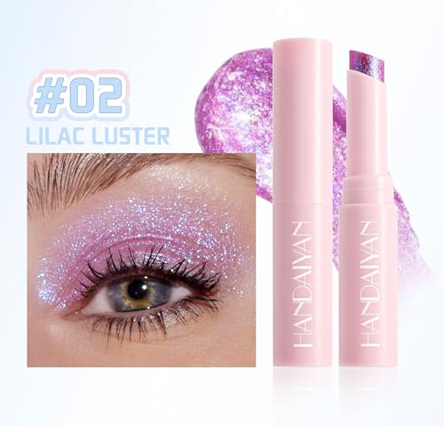 3PCS Jelly Glitter Eyeshadow Stick Set, Multi-Use Shimmer Highlighter Pencil, Waterproof Long Lasting Eyeshadow Stick Sets Create Glitter Eye Makeup (Set A)