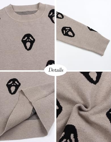 Image of Womens Cute Heart Sweater Crew Neck Long Sleeve Pullover Valentines Sweater