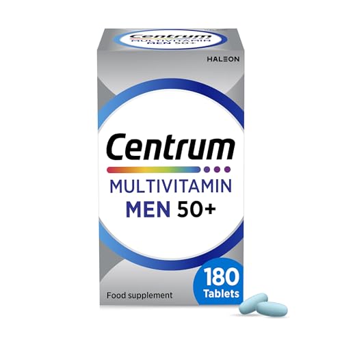 Centrum Men 50+ Multivitamins & Mineral Supplements 23 Essential nutrients Including Vitamin D C Zinc Daily Multivitamin Tablets 180 Tablets