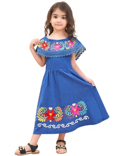 Image of Mexican Dress for Girls Traditional Vestidos Mexicanos Cinco de Mayo Embroidered Dresser Toddler Kids