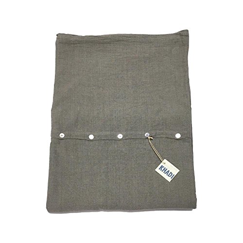 志成販売 掛け布団カバー コンフォートカバー KHADI コットン グレー ボタン 215×150cm