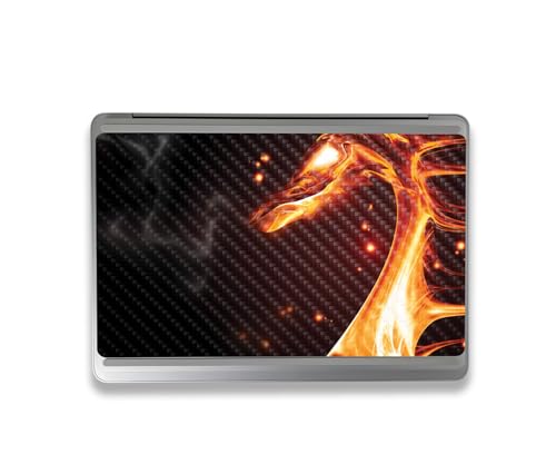 Image of MightySkins Carbon Fiber Skin Compatible with Microsoft Surface Laptop Studio 2 (2023) Full Wrap Kit - Flaming Dragon | Protective Durable Textured Carbon Fiber Finish | Made in The USA