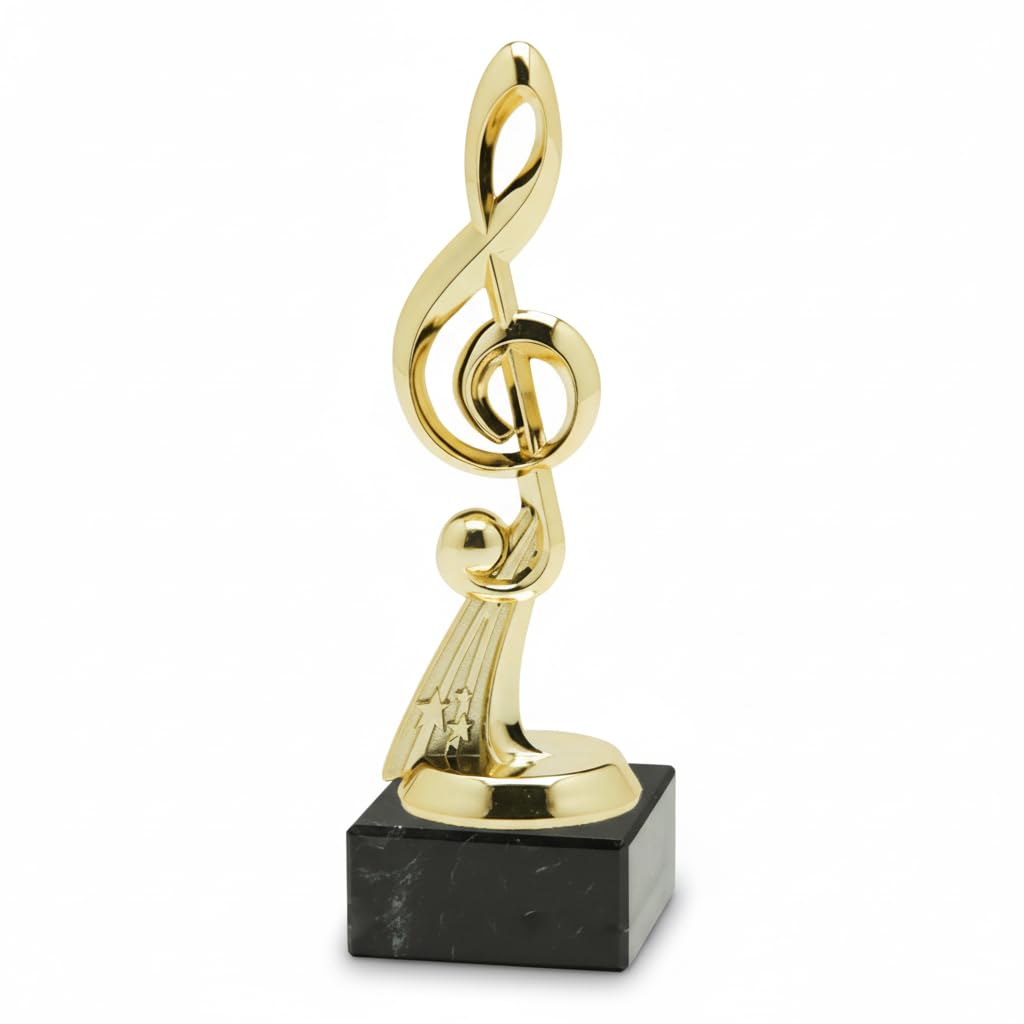 Trofeo Nota Musica in ABS – Premio Musica Elegante per Eventi, Concorsi, Scuole, Bande e Cantanti – Coppa Musicale con Base Personalizzabile – Idea Regalo Musicisti (Altezza 19cm)