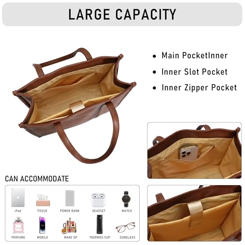 Bolso Tote grande de cuero PU para mujer miniatura 6