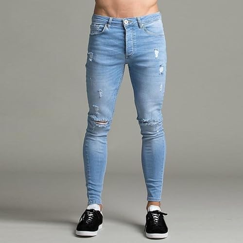 Men's Ripped Skinny Jeans Distressed Destroyed Stretchy Slim Fit Jeans Pants for Men Straight Tapered Leg Denim Pants3