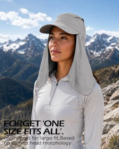 Image of Zylioo XXL Sun Hat for Big Heads, Neck Flap Fishing Cap | Roomier Outdoor Fit-Rear drape and soft crown give fuller head shapes cooler coverage on bright days.