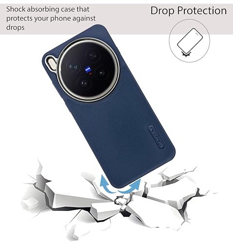 Image of NIUKIN Super Frosted Shield Pro Soft Back Case for Vivo X300 Pro | Camera Ring | Shockproof Scratchproof Cover (Titanium Blue)