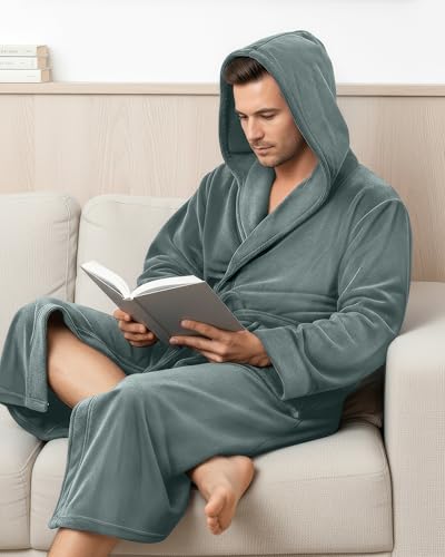 Image of NY Threads Mens Hooded Robe - Plush Long Bathrobes for Men