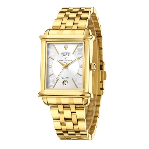 Image of Daniel Hechter Paris Etoile Collection Watch for Men Analog Watch - Rectangular Dial with Day & Date Display, Stainless Steel Strap, Quartz Movement