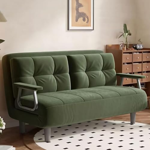 Sillón convertible para cama individual con tela de pana suave, espuma de alta resistencia, patas de acero, sofá cama extraíble que ahorra espacio para adultos, 65 cm