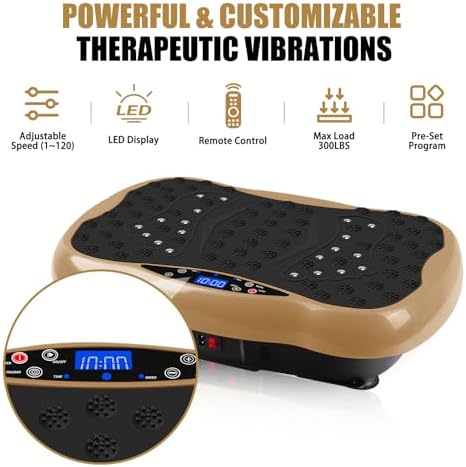 Vibration Plate Exercise Machine, Health & Fitness Full Body Vibration Platform, Portable Vibration Plate Platform for Weight Loss Home Fitness, Lymphatic Drainage, w/Resistance Bands+Remote 5 41h HjsDlOL. AC