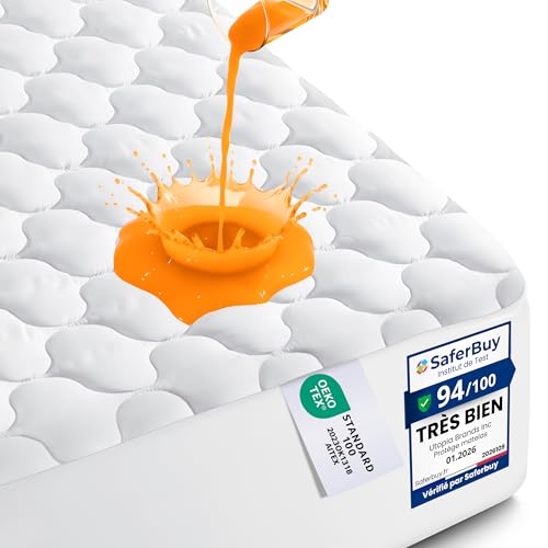 Utopia Bedding Imperméable Protège-Matelas matelassé 160 x 200 cm, protège-Matelas élastique...
