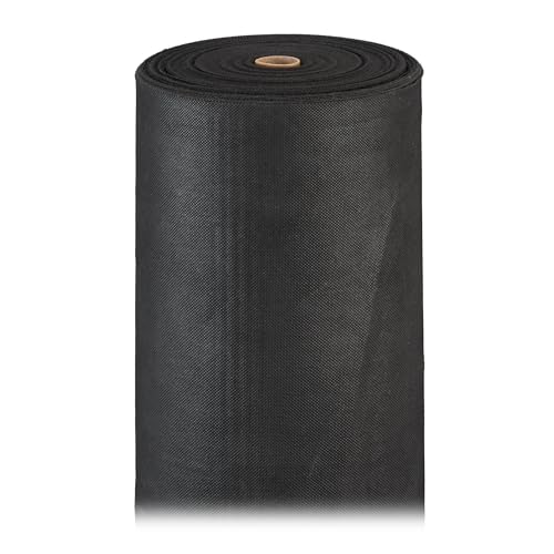 Relaxdays 2 Mallas Antihierbas 150 g/m² Permeables y Resistentes a los Rayos UV, Polipropileno, 50 m c/u, Negro