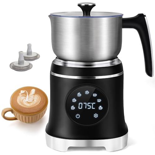 Jlfjmgc 7-In-1 Milk Frother, 20.3 Oz Milk Frother And Steamer With Temperature Control Stainless Steel Electric Milk Frother Dishwasher Safe Hot And Cold Foam For Latte Hot Chocolate Cocoa (Black)