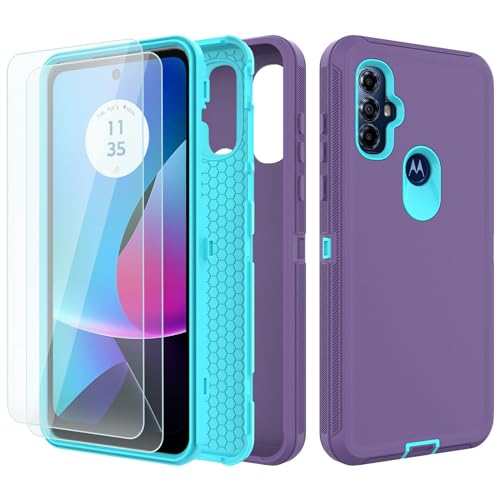 Migeko for Motorola Moto G-Play 2023 Case: Moto G Power 2022 Case with 2 Pcs Glass Screen Protector, Women Girls Full-Body Strong Protection Shockproof Phone Case for Moto G Power/G Play 2023, Purple… -  U-SF-Moto-G-Play-2023-Purple-Bu-G