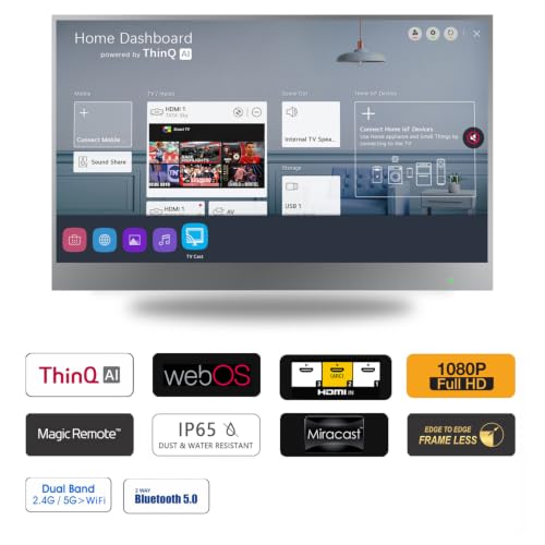 Image of 22 Inch Smart Mirror TV, Waterproof LED TV for Bathrooms and Hotels | 1080P webOS Televsion ATSC Tunner, Built-in Alexa, Bluetooth & Wi-Fi, Magic Remote with Voice Control