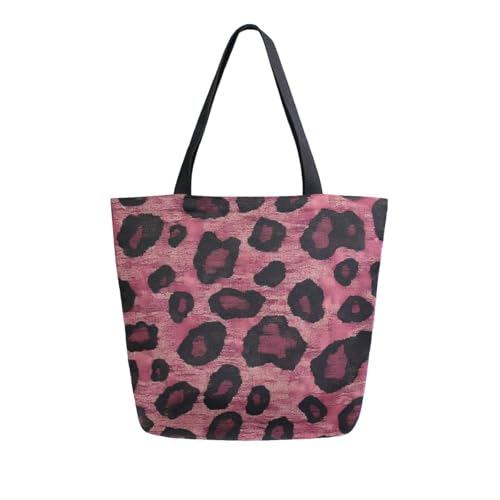 Extra Large Shoulder Tote Bag for Beach Travel Weekender Gym Deep Red Leopard Pattern Reusable Grocery Canvas Shopping Bag2