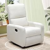 Jocisland Swivel Rocking Chair, Nursery Glider Chairs, Massage Rocker Recliner with High Back for Living Room Bedroom, Comfy Upholstered Modern Nursing Reclining Single Sofa, White Teddy