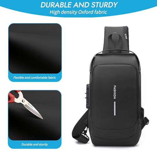 Men's and women's casual waist bags, waterproof sling bags, crossbody bags (Black)3