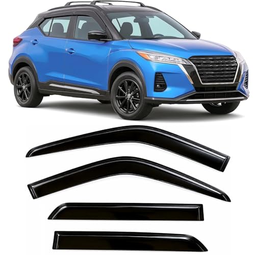 Image of 2018-2024 Tape-On Rain Guards for Nissan Kicks Side Window Visor Deflectors Extra Thick Vent Shades 2019 2020 2021 2022 2023