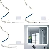 L8star Battery Powered LED Strip Lights, 3.28ft x 3 Pack(9.8ft),6000K White Strip Light with 3 AA Battery Box, 90 LED Strip Lights for Kitchen Under Cabinet Lighting, Shelves, Under Counter (White)