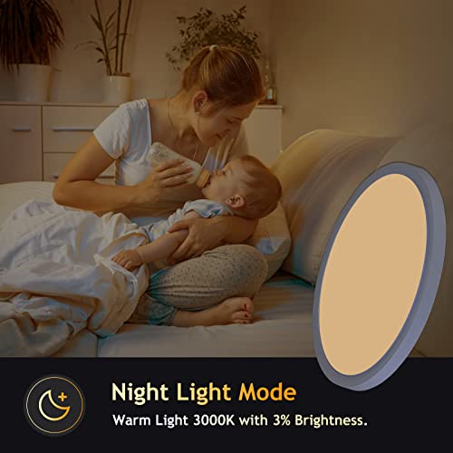 Vocgouu Led Ceiling Light Flush Mount Rgb With Remote, 12 Inch Remote Control Ceiling Light Dimmable For Bedroom, Party, Game Room, Kid Ceiling Light Rgb, Round Flat Panel White 24W #TOP5