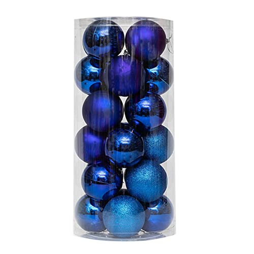 Esferas, Home Roadoor - Paquete de 24 bolas de Navidad, paquete surtido, esferas inastillables engrosadas galvanizadas para árbol de Navidad, color azul rey