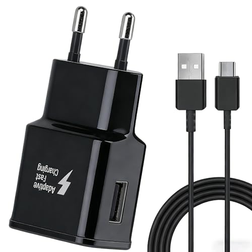 Caricatore USB Ricarica Rapida per Samsung Galaxy S8 S9 S10 S10e S20 S21 S22 S23 Plus A56 A55 A54 A52S A35 A33 A16 A15 A14 A13 A06 M35 M13 Caricatore Cellulare con 1,5m Cavo USB Tipo C